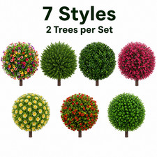 2 Pack Artificial Topiary Ball Trees UV Resistant Outdoor Indoor Garden Decor picture