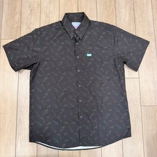 Dixxon Flannel Co Shirt Men L Black PEW PEW Rifle AOP Short Sleeve Button Up picture