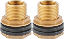 2 PCS Bulkhead Fitting, Solid Brass, 1/2