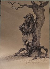 Ink On Paper (Canson) By Yovany Enrique. CubanBeautiful Art Melodia En El Arbol picture