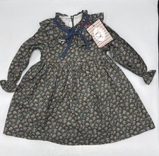 La Coqueta Girls 2Y Green Floral Dress Ruffled Neck  NWT 100% Cotton picture
