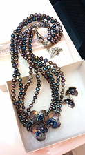 VTG. Coldwater Creek Multicolored Natural Pearl And Post Earring Set picture