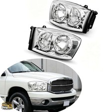 Chrome Housing Clear lens Pair Headlights For Dodge Ram 1500 2500 3500 2006-2008 picture