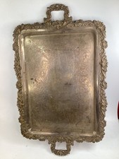 Vintage massive 28” heavy Ornate Silver-Plated Serving Tray (M6) picture