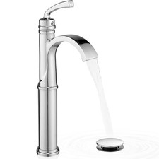HEYMYTAP JLBSF01HC Tall Waterfall Chrome Faucet Single Handle Brass Vessel 1 picture