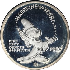 1986 Walt Disney 5 Ounce Silver First Edition Mickey's Holiday Treasures OGP picture