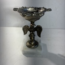 Vintage Aluminum Eagle Ashtray With Solid Marble Base Made In Italy picture