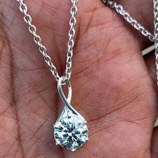 4.00Ct. Round Shape Certified White Diamond Pendant In 925 Silver - Tariffs Free picture
