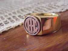 International Harvester IHC Gold Chrome Ring Size #12 NOS Unique Logo Hi-Quality picture