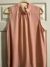 LOFT Outlet Size XL Pink Sleeveless Blouse with Collar and Back Button Closure picture