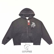 GOTOFREE AMERICAN GRAFFITI LETTER ZIP HOODIE SWEATSHIRT UNISEX HIGH STREET COAT picture