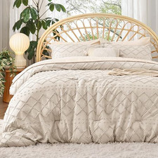 Bedsure Boho Tufted Beige Comforter Set, Farmhouse-Style Full, 06 - picture