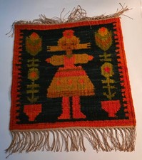 Vtg 70's Polish Folk Art Handwoven Wool Kilim Textile by Maria Domanska 16