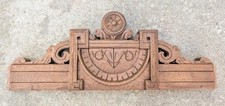 Antique Oak Pediment - 1880s Victorian Carved Wooden Decorative Salvage Piece picture