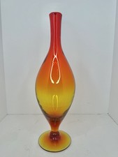 HTF Vintage MCM Blenko Glass 6528s Decanter In Tangerine Base Only picture