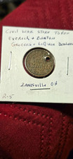 Everich & Barton Civil War Store Token Copper Zanesville OH 1863 Holed picture
