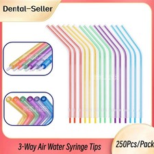 250/PK Dental Disposable 3 Way Air Water Syringe Spray Nozzles Tube Tips Rainbow picture