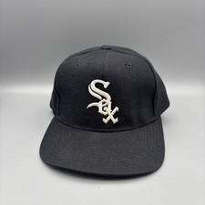 Vintage New Era Pro Model Chicago White Sox Black Snapback Hat MLB 80s/90s picture