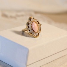 Coquette 1970s Vintage Avon Pastel Pink Gold-Tone 