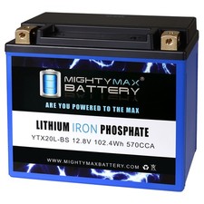 Mighty Max YTX20L-BS Lithium Battery Replaces Indian 1819 Chief Dark Horse 16-20 picture
