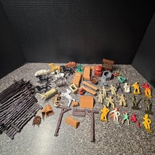 Vintage Marx BAR M Ranch Western Playset Lot Cowboys Horses 1960s picture