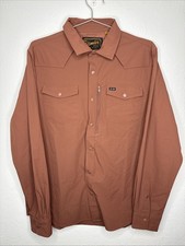 NWT Howler Bros Emerger Tech Long Sleeve Size Medium Mink Brown Western Snap picture