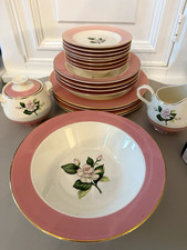 Vintage International D.S. Co. Glenwood Pink Rose Dinnerware Gold Trim 19 Piece picture