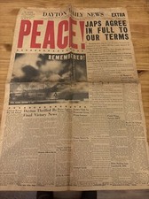 WWII Japanese Surrender August 14, 1945 Front Page Headline News Dayton, Ohio picture
