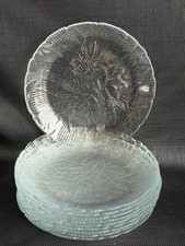 Set 6~Glass Arcoroc France Fleur  Salad Plates Flowers Stems Floral See Desc picture