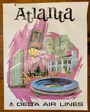 Originl Delta Airlines Travel Poster / Atlanta / Fred Sweney / 22 x 28 picture