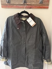 Barbour Beadnell Wax Cotton Women's Jacket LWX0667SG91 Sage Size US 16 New picture