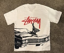 Stussy Shirt Beat The Street Crazy tee - White Size M Double Sided ✅ picture