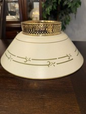 Vintage Mid Century Metal Lamp Shade w/ Brass Gallery 12” Atomic Pattern MCM picture
