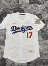 Shohei Ohtani White/Gold Jersey Kids S (8)Los Angeles Dodgers 25 WSC PATCH picture
