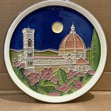 Vtg Creazioni Luciano Firenze Italy 3D Relief Ceramic Plate Hand Painted  7 3/4