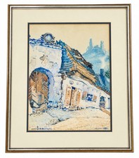Antique 1908 Polish Watercolor Bronislaw Karczynski Signed Painting 14” x 11” picture