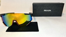 PRADA Linea Rossa SPS 50X Shield Cycling Sunglasses Mirrored UV400 Black picture