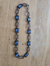 Vintage Unsigned Early 20th-century Czech Blue Glass And Brass Choker picture