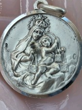 vintage Joseph & Crowned Mary & Baby Jesus 2 sided Pendant Numbered 251, 800 Sil picture