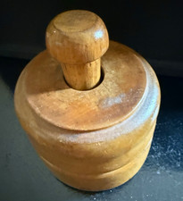 Antique Primitive Wooden Butter Mold Press Stamp Harvest Wheat Carved 6