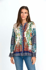 Johnny Was Lace Evette 100% Silk Blouse Floral Pintuck Tunic Top Plus Size 2X picture