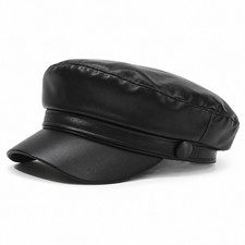 New Fashion Ladies Women Girls Leather Baker Boy Peaked Cap Newsboy Hat PU picture