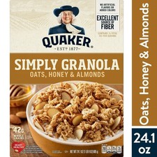 Quaker Simply Granola, Oats, Honey & Almonds Cereal, Ready-to-Eat, 24.1 oz Box picture
