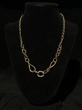 Vintage Avon Infinity Link Chain Necklace Rhinestone Gold Tone Signed picture
