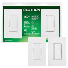 Lutron Maestro 2-Pack Dimmer Multi Location Kit LED+ White, MACL-153MLRHW-WH picture