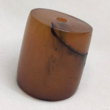 Antique German Musk Sandalwood Misbaha Bead Bakelite Amber Style Brown Veined 8g picture