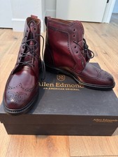 Allen Edmonds Men’s Burgundy Leather Wingtip Boots size 10.5 picture