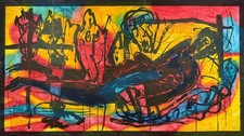 ALEJANDRO SANTIAGO Original Large Signed Woodcut Collagraph Print Proof Mexican picture