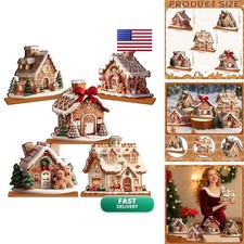 RattanView 5 Pcs Gingerbread Christmas Table Decor Village Set picture