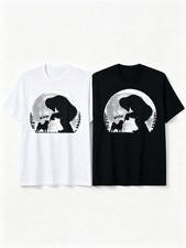 Bigfoot Dog Boop Full Moon Silhouette Funny Sasquatch T-Shirt SIZE S-5XL picture
